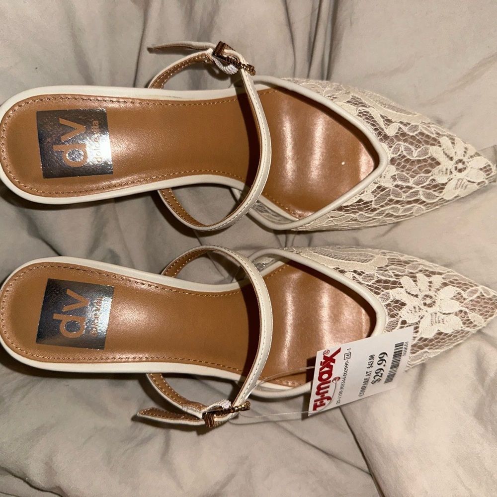 DV by Dolce Vita Women's White Lace Heels